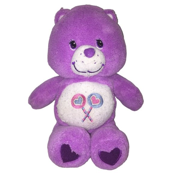 Care Bears SHARE BEAR Plush - Purple with Lollipops and sweet smile 9" Tall - Picture 1 of 7